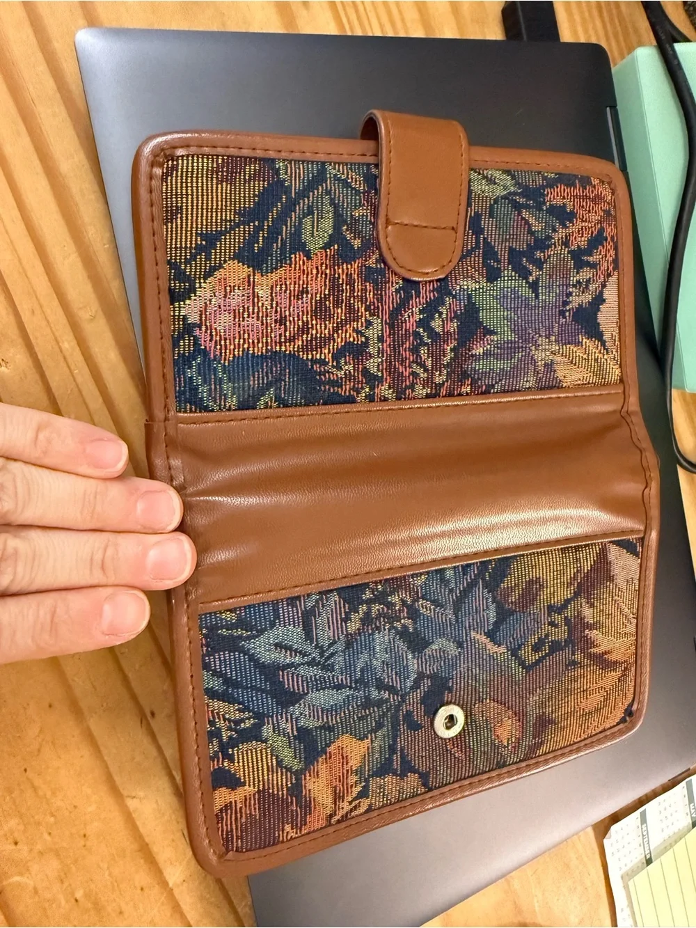 Tapestry Floral Leather-Trim Wallet